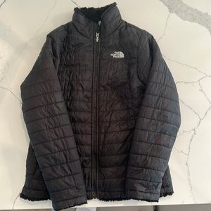 Girls XL Northface reversible winter jacket- black